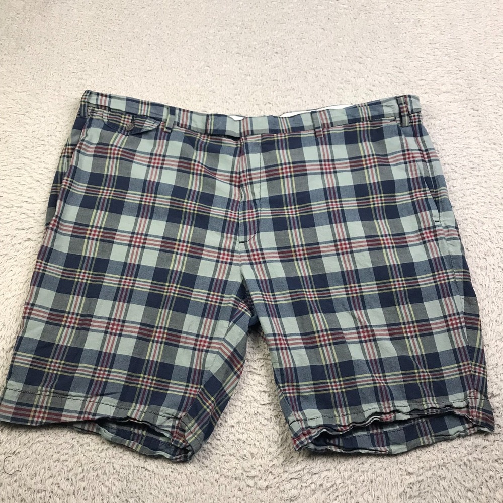 Ralph Lauren Shorts Mens 42 India Madras Blue Plaid 9" Cotton Vintage